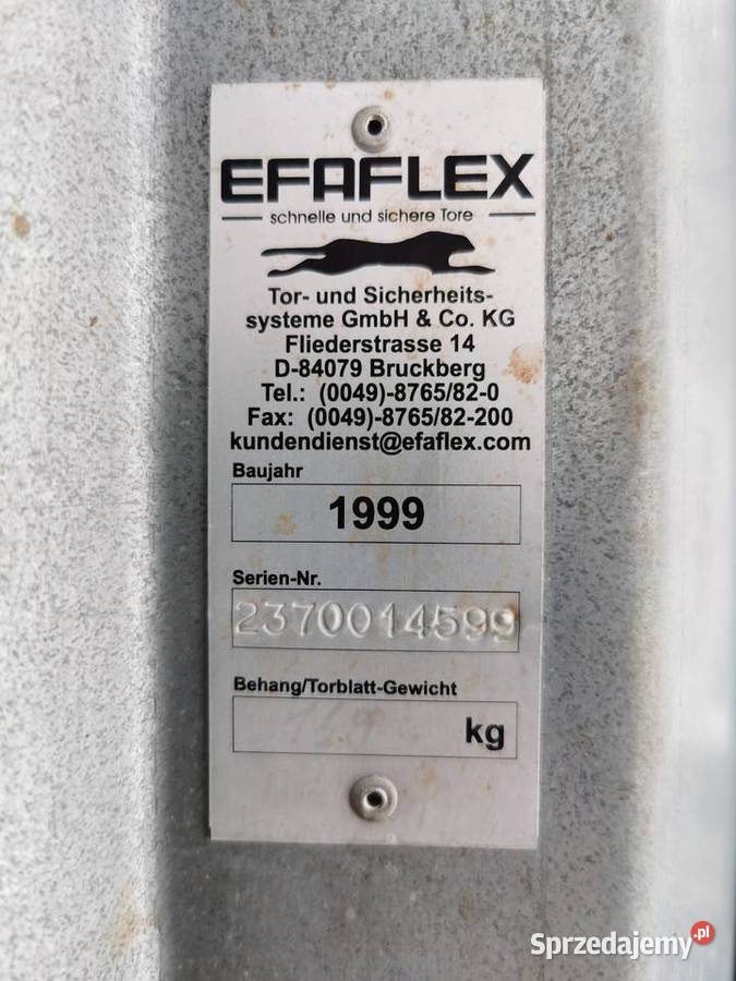 Brama szybkobieżnaizolowana Efaflex 340 wys x Zdziechowice
