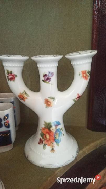 Świecznik Syg Erdmann Schlegelmilch 1861 ES Porcelana i szkło Gdańsk