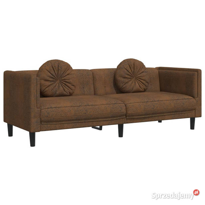 Sofa 3os brązowa sztuczna skóra zamszowa sprzedam