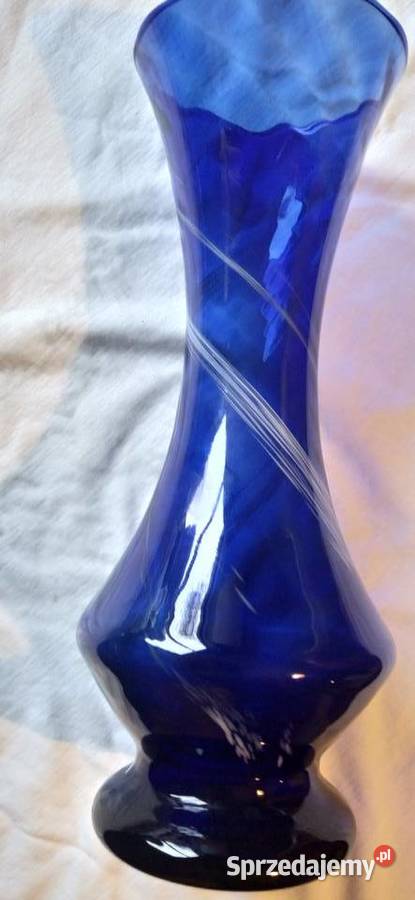 Kobaltowy wazon optyczny Krosno PRL Porcelana i szkło Koźminek sprzedam