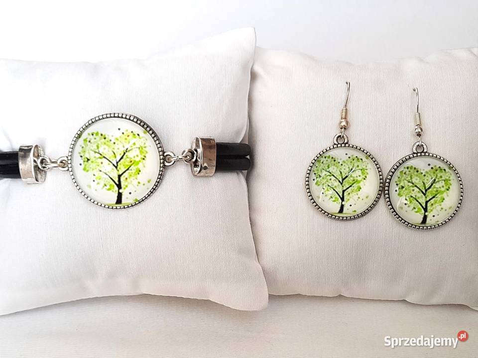 Zestaw grafika pod szkłem bransoletka kolczyki Bransoletki Łódź