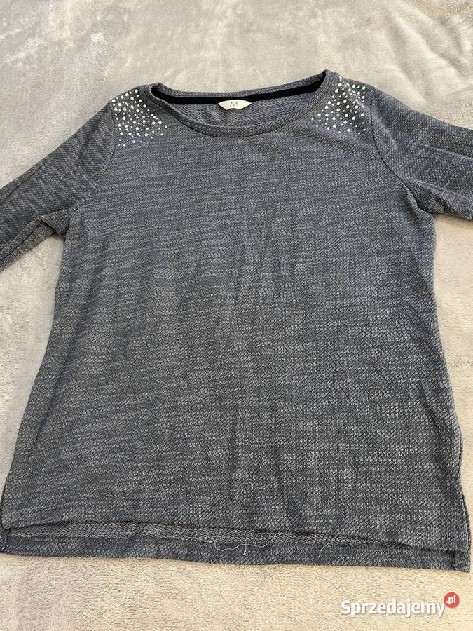 Sweter bluzka z rękawem 34 z diamencikami szary/srebrny Jasło