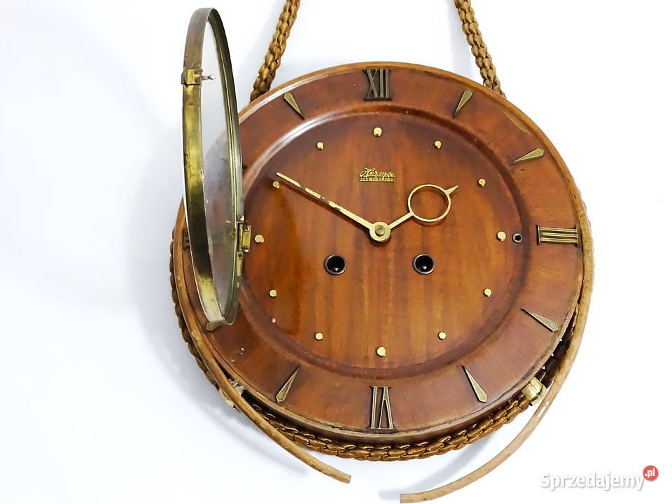 Zegar ścienny vintage z drewnianą tarczą i lubelskie Biłgoraj