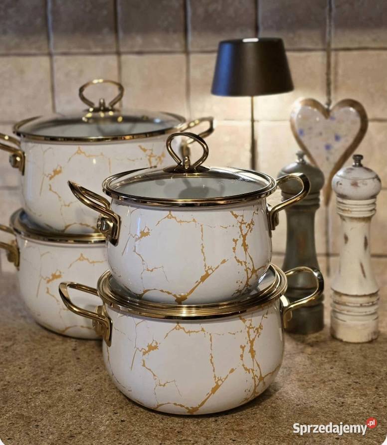 229 Garnki emalia kremowy marmur MASTERPAN Zabrze