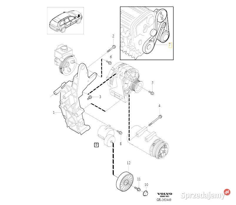 VOLVO S60 S80 V70 XC70 XC90 pasek klinowy