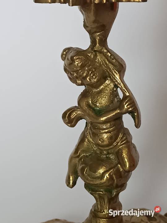 Stary Mosiężny Świecznik Figuralny Rzeszów