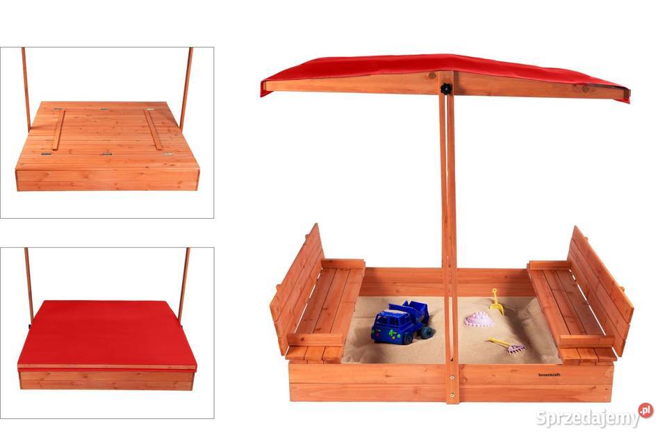 Drewniana piaskownica ogrodowa z daszkiem Poznań