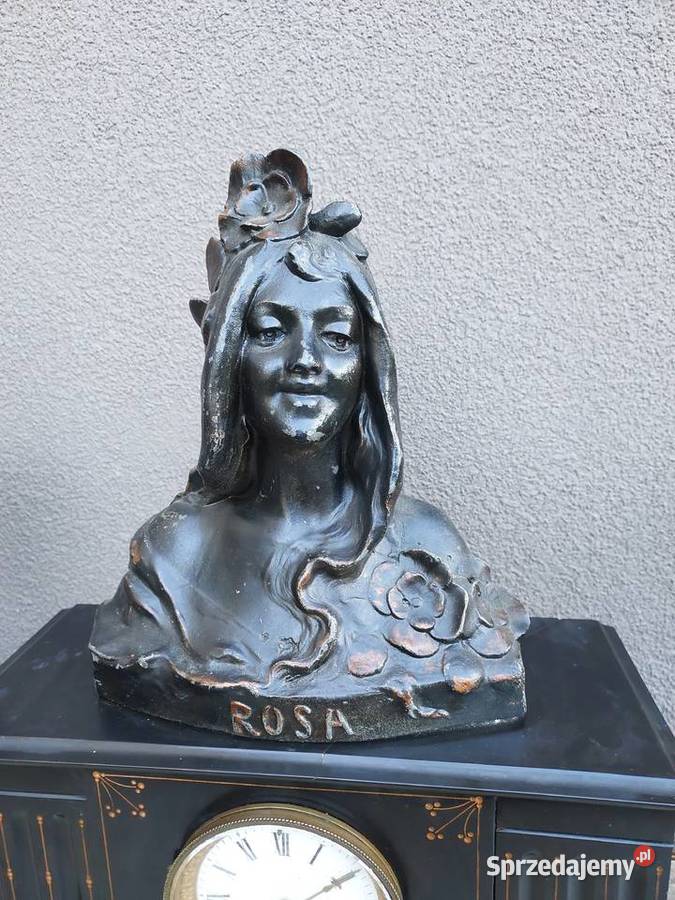 Stary zegar kominkowy Vincenti Cie kandelabry