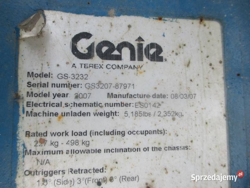 Podnośnik nożycowy zwyżka 12m Genie GS3232 Pleszew sprzedam