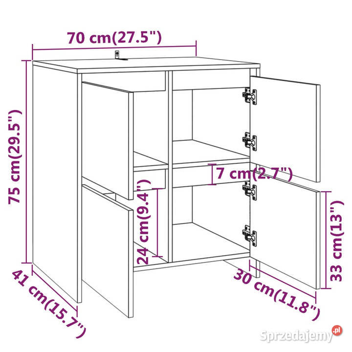 Szafka przydymiony dąb 70x41x75 materiał Warszawa