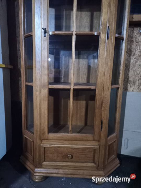 Witryna przeszklona z szufladą Dąb Kozy