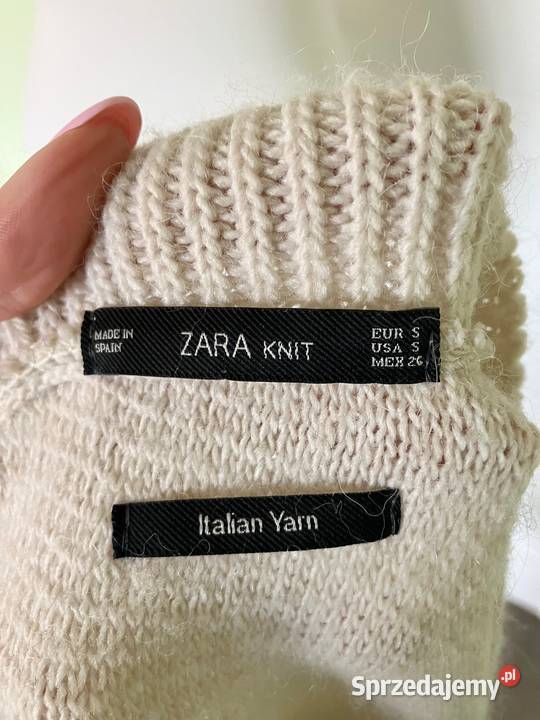 Piękny beżowy sweter Zara asymetryczny wełna sprzedam
