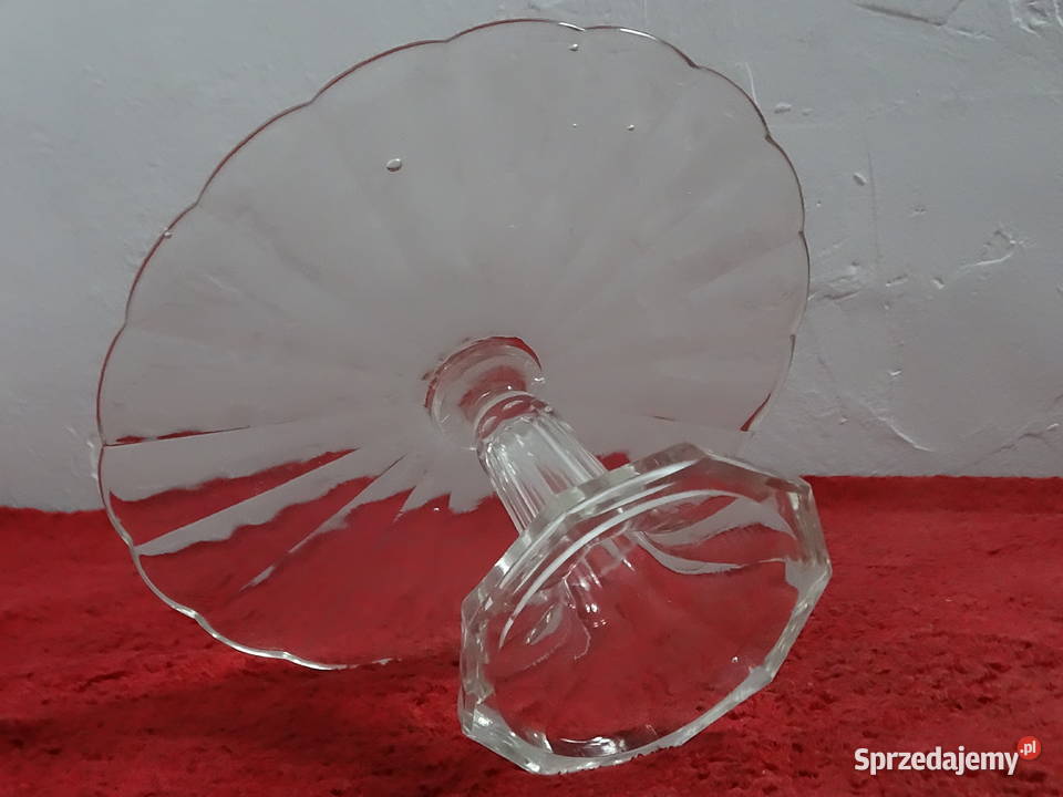 Szklana Patera na Ciasto Owoce Vintage Biłgoraj