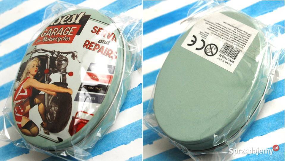 Mała owalna puszka pin up girl housewife retro Lublin sprzedam