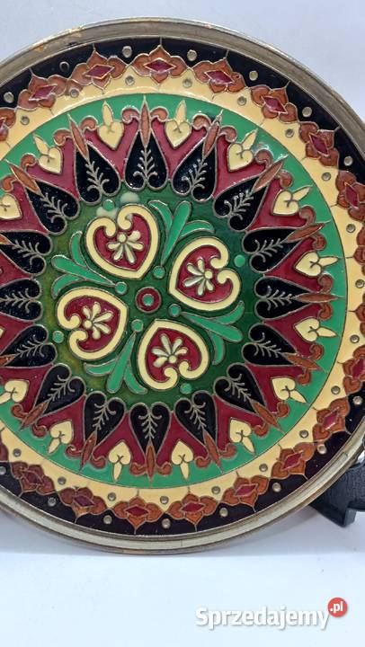 Mosiężny talerz dekoracyjny mniejszy Cloisonne Zamość