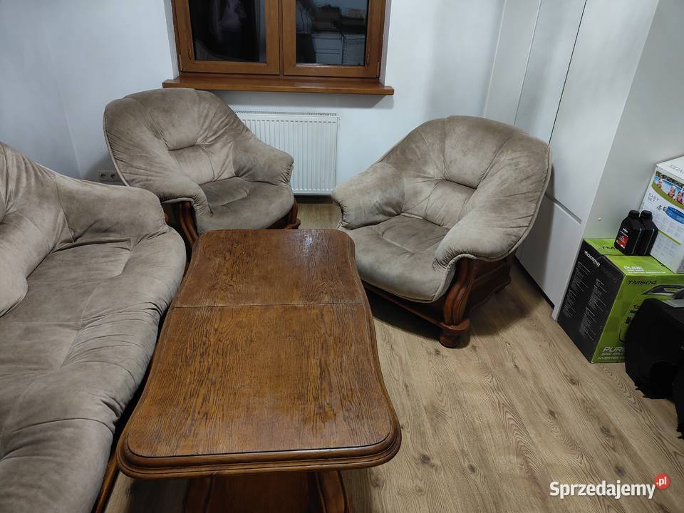 Komplet wypoczynkowy wypoczynek dębowy sofa Dęblin