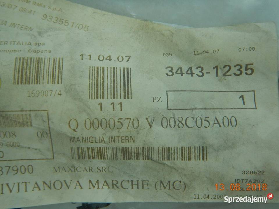 RĄCZKA DRZWI LEWYCH SMART W450 FORTWO ORYGINAŁ