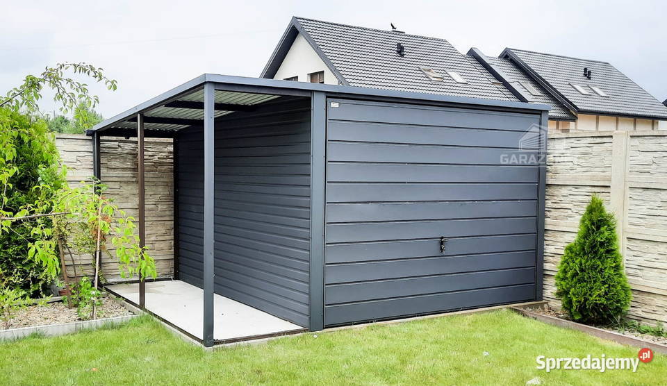 GARAŻ BLASZANY 3m x 5m WIATA 1m SPAD TYŁ BRAMA Łapanów