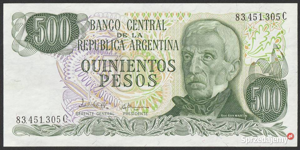 ARGENTYNA 500 PESOS 1977 - STAN BANKOWY UNC
