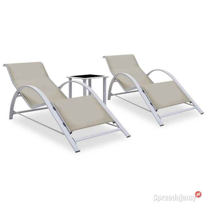 Leżaki ze stolikiem 2 aluminium kremowe WM310536 Warszawa