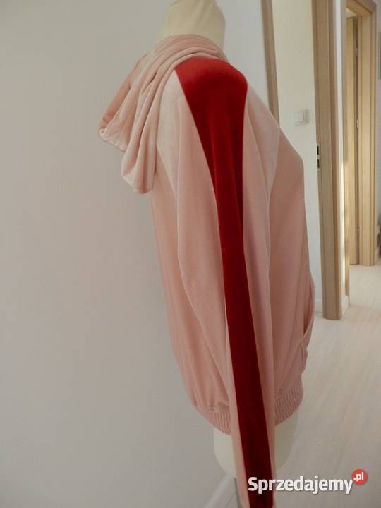 Bluza z Kapturem i Kieszenią Kangurka Welurowa Łomża