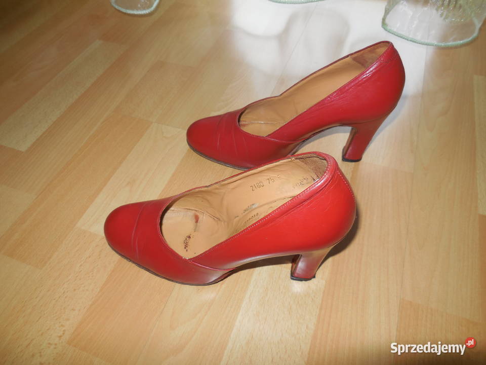 czółenka skórzane czerwone łódzkie Łódź