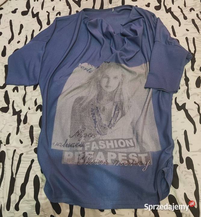 Bluzka niebieska ze zdjęciem 34 rękawa Piaseczno