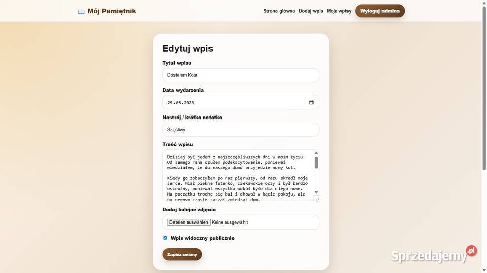 Mój pamiętnik pamiętnik online blog Dębno