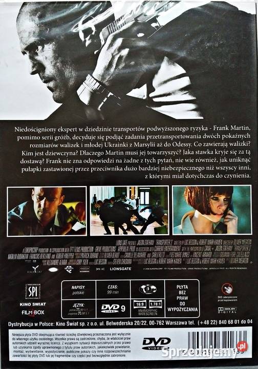 TRANSPORTER 123NOWA MOC 4 DVD Kalisz sprzedam