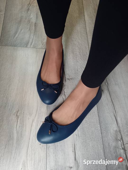 4243 Granatowe baleriny wieczorowe NOWE