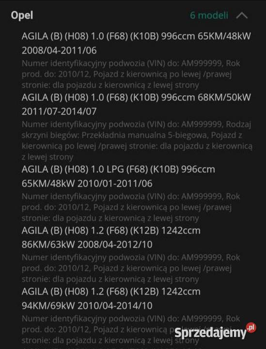 Linka sprzęgła OE 4709651 Opel Agila B Suzuki Dębica
