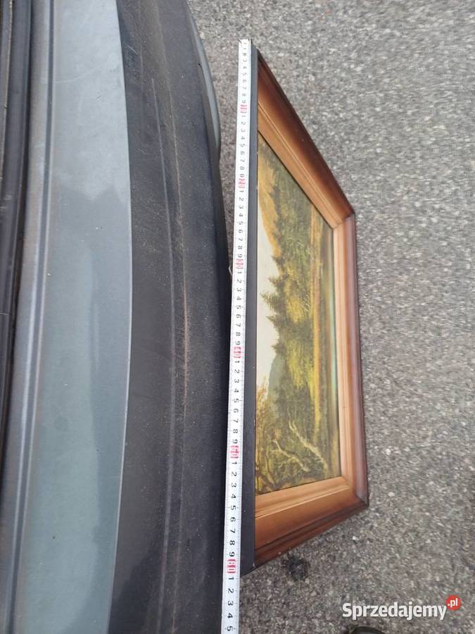 Stary obraz na desce szklem Lubań
