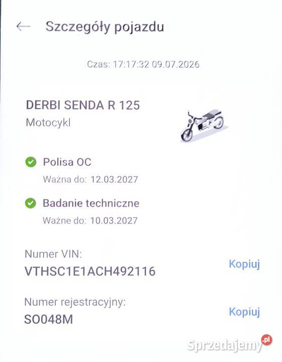 Derbi Senda 2015 125 4T Przebieg 8160 Prawie że 8600km Sosnowiec