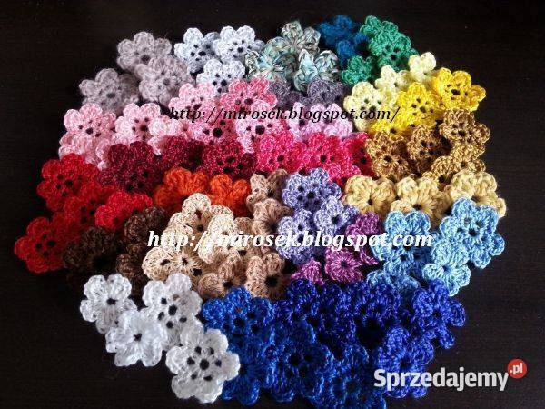 Kwiaty na szydełku zestaw 10 Łódź