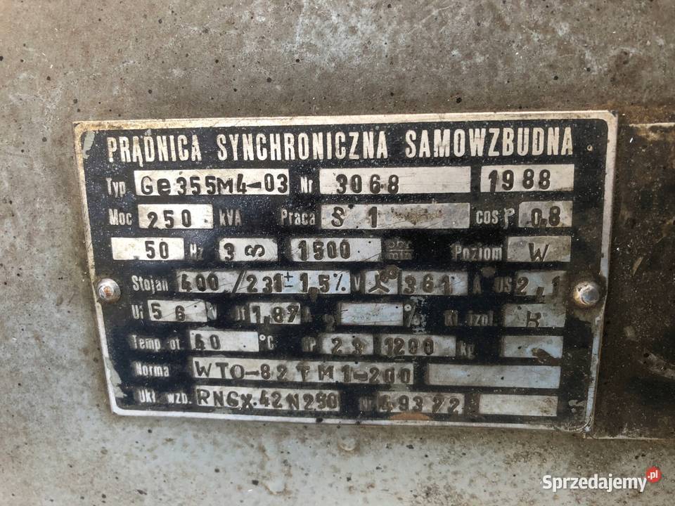 Agregat prądotwórczy generator PZLWola Henschel Produkcja Tarnów