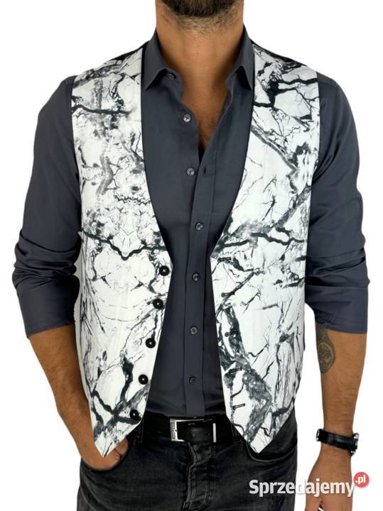 GIOVANNI PERA kamizelka męska D625 biała czarny Ostrów Wielkopolski sprzedam