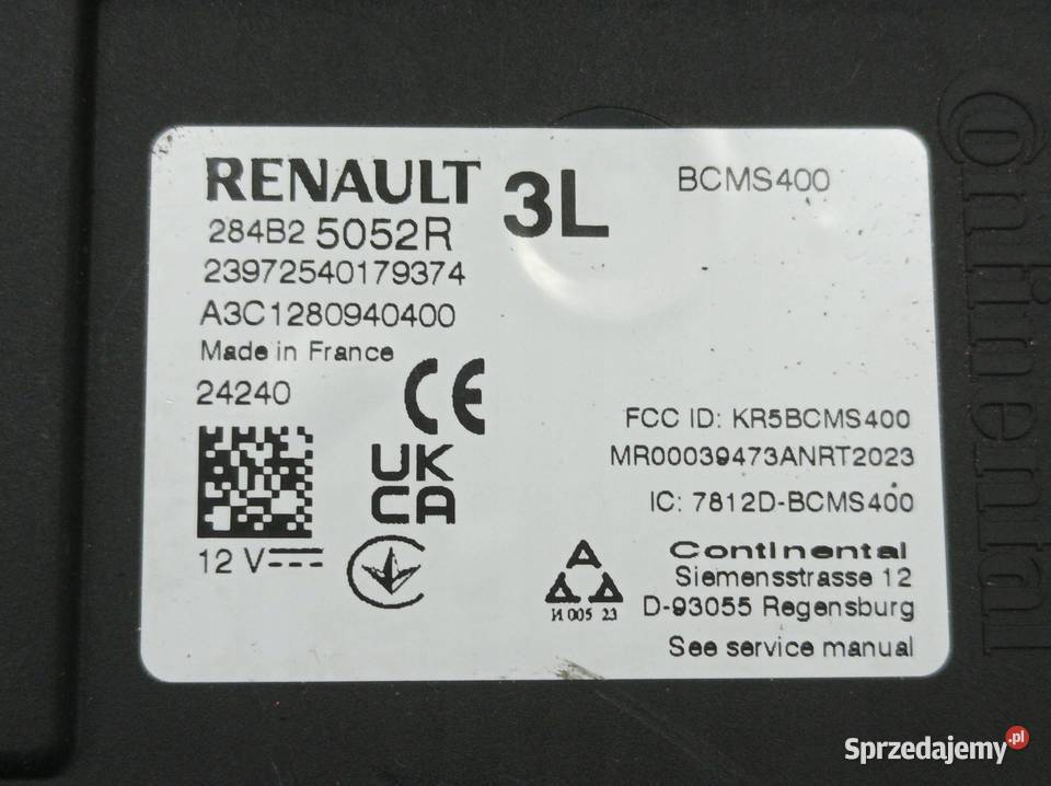 MODUŁ 284B25052R BCMS400 Dacia Duster III 2024 osobowe sprzedam