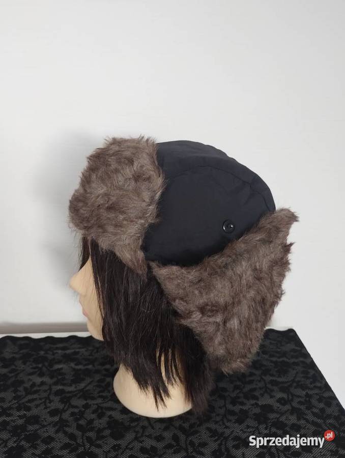 Czapka pilotka zimowa z futerkiem vintage retro Hażlach