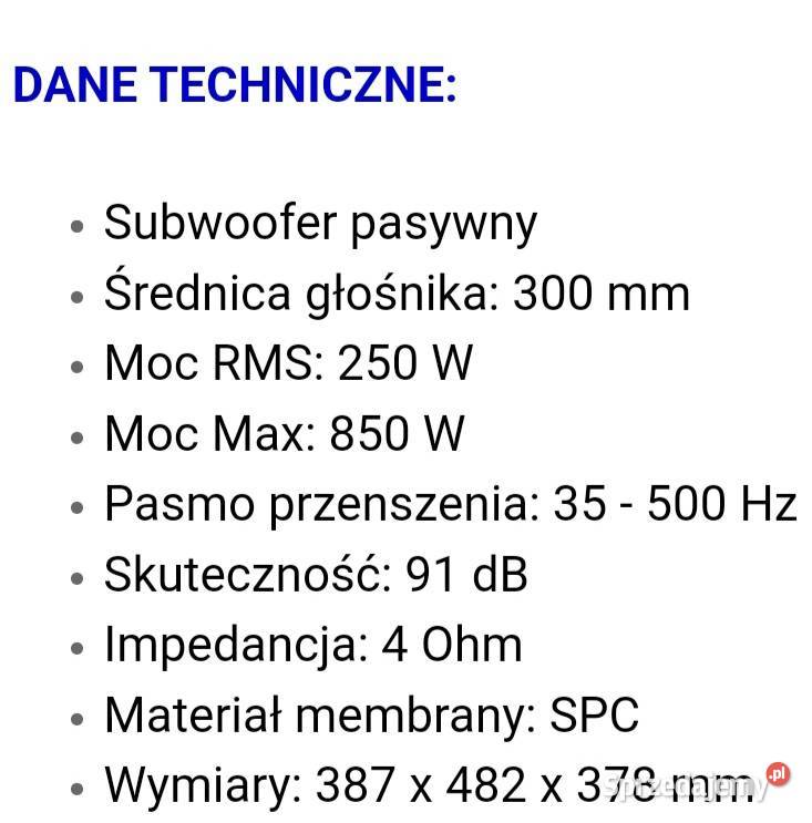 Tuba Blaupunkt GTB 1200 DE 250rms Nowa Sól