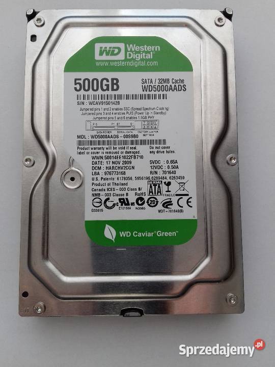 Dysk HDD 500gb SATA 35 WD5000AADA Tomaszów Lubelski sprzedam