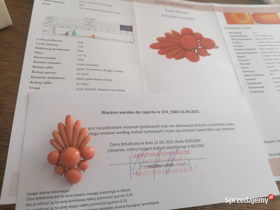 Broszka Koral Antyk Złoto IXX w korale Białystok