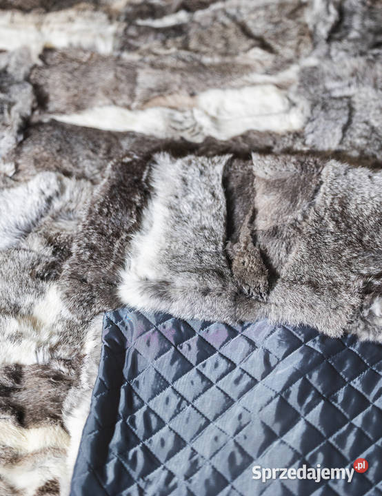 Narzuta dekoracyjna futro szare z królika Szaflary sprzedam