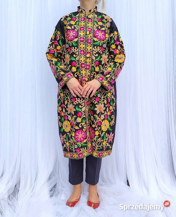 Orientalny płaszcz XXL 44 narzutka kimono czarny Szczecin