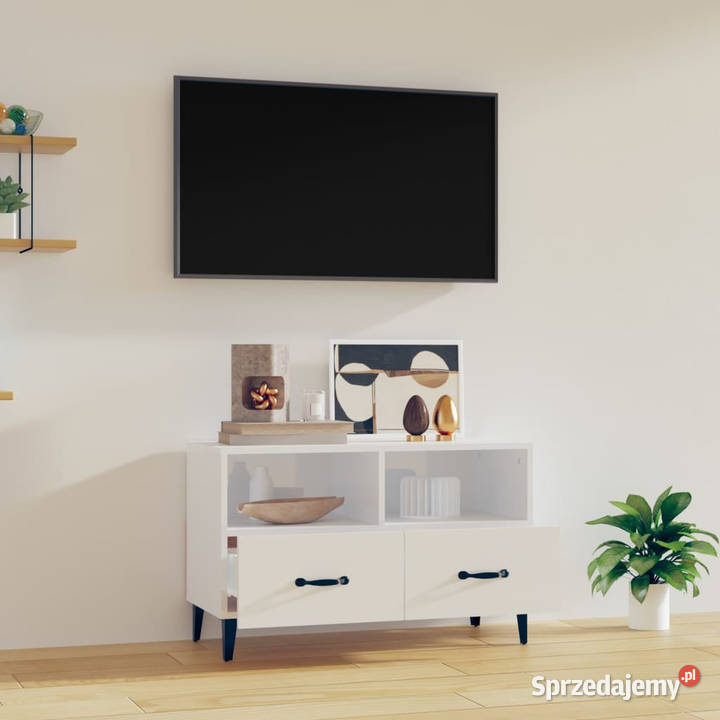 Szafka pod TV biała wysoki połysk 80x36x50 RTV Warszawa