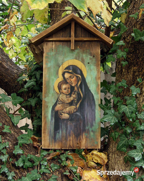 Obraz malowany na starych deskach Madonna z Malarstwo Solec Kujawski