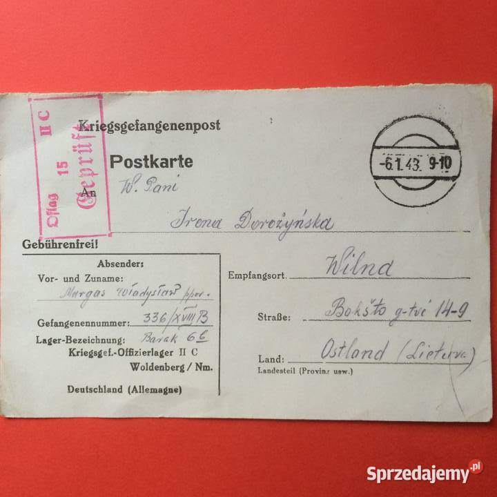 1632 Kartka Pocztowa Z Oflagu Szczecin