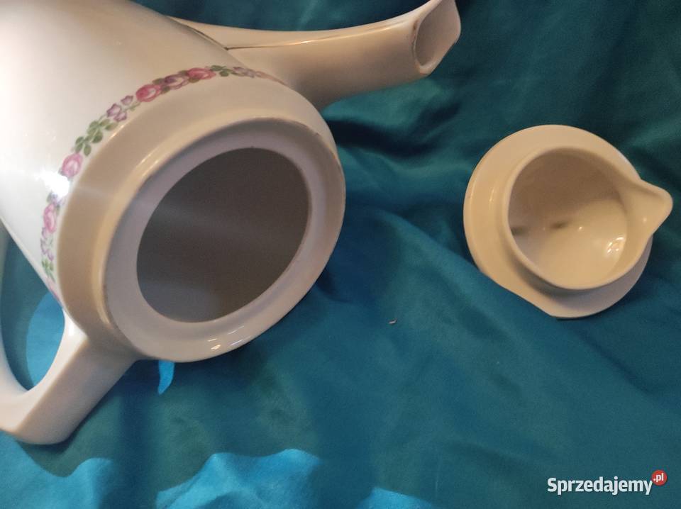 Duży przedwojenny dzbanek biel girlandy Wrocław