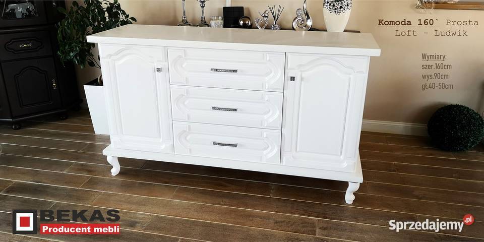Komoda 160 Ludwik Biała Lakierowana Clasik Loft