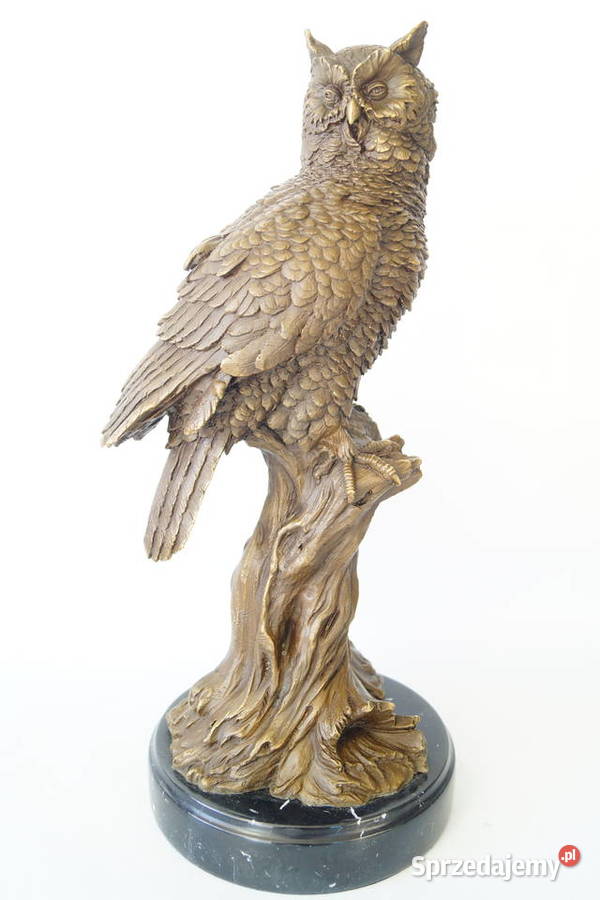 Figura z brązu DUŻA SOWA symbol mądrości rzeźba Antyki wielkopolskie