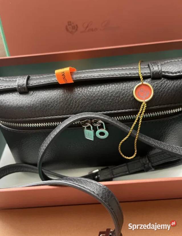 Torebka Loro Piana L19 w pudełku czarna skóra Wrocław